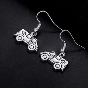 Silver Ambulance Earrings